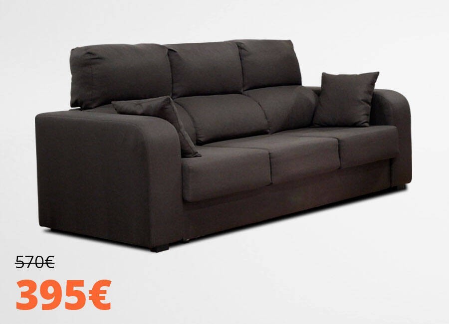 Sofá Júcar de 3 plazas con asientos extensibles.